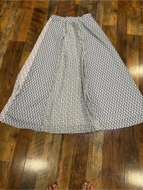 Lowrys Farm Printed Panel A-Line Skirt in pastel and navy blue colors